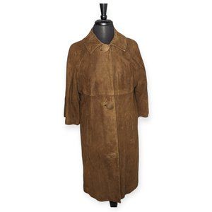 Beautiful Vintage Long Brown Suede Coat